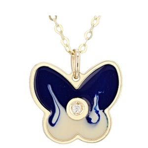 14 Kt Gold Butterfly Necklace with Diamond
